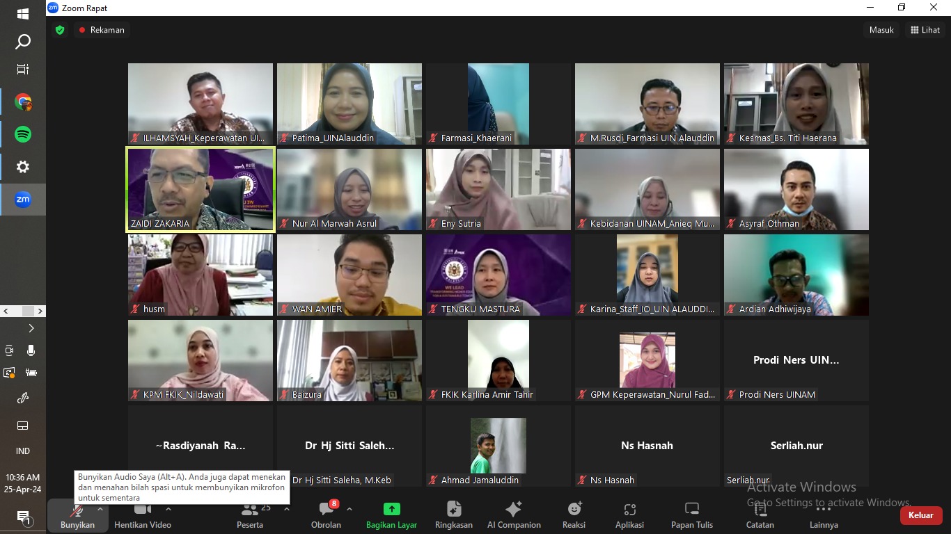 Fakultas Kedokteran dan Ilmu kesehatan UIN Alauddin Makassar menyelenggarakan kegiatan Pembahasan Implementasi Kerjasama dengan University Sains Malaysia