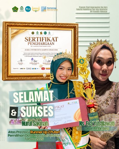 Mahasiswi Keperawatan UIN Alauddin Makassar Raih Runner-Up 2 Puteri Duta Kampus UINAM 2026