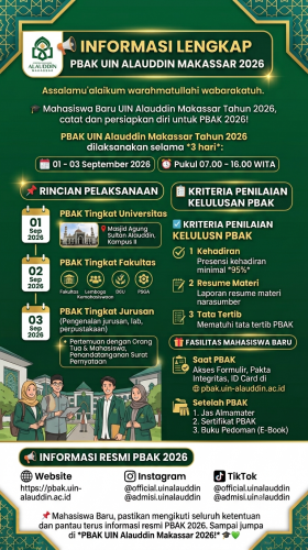 INFORMASI LENGKAP PBAK UIN ALAUDDIN MAKASSAR 2026